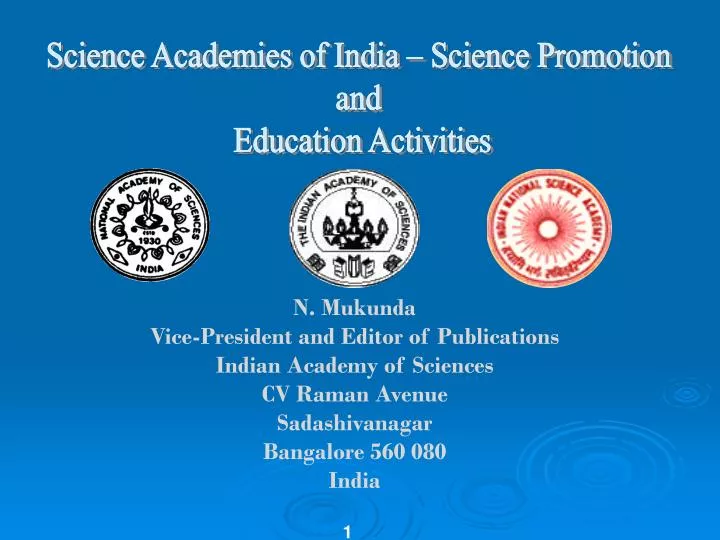 Ppt N Mukunda Vice President And Editor Of Publications Indian