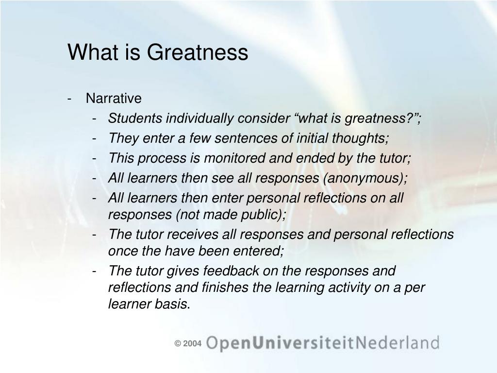 define greatness essay
