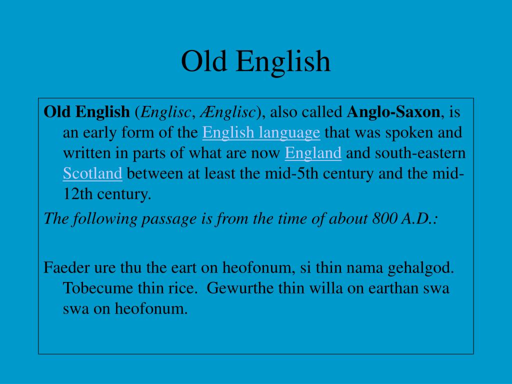 presentation of old english