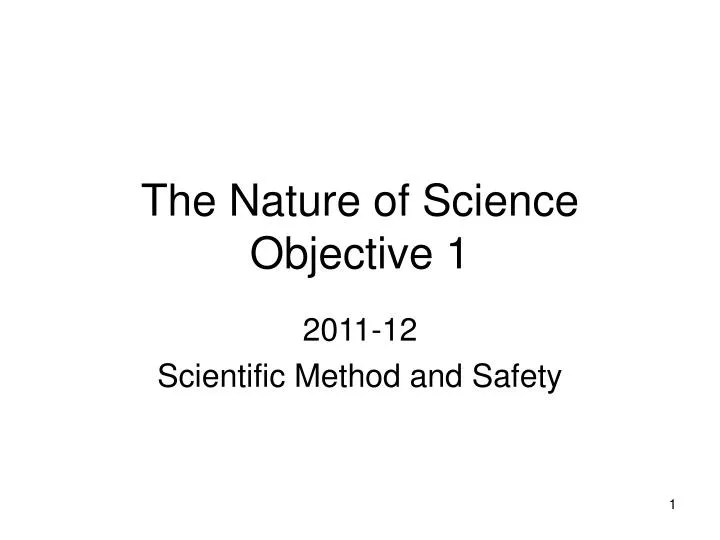 the nature of science objective 1 n.
