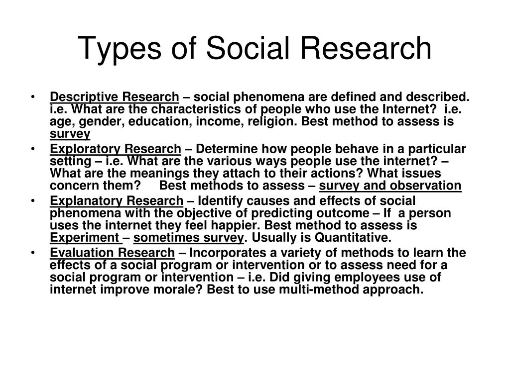 different types of social work research