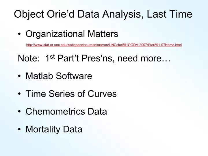 object orie d data analysis last time n.