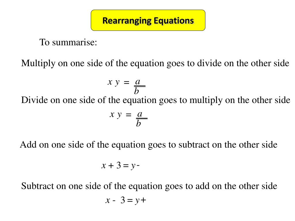 Rearranging Equations.