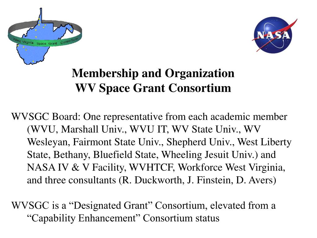 PPT NASA West Virginia Space Grant Consortium and NASA EPSCoR Program