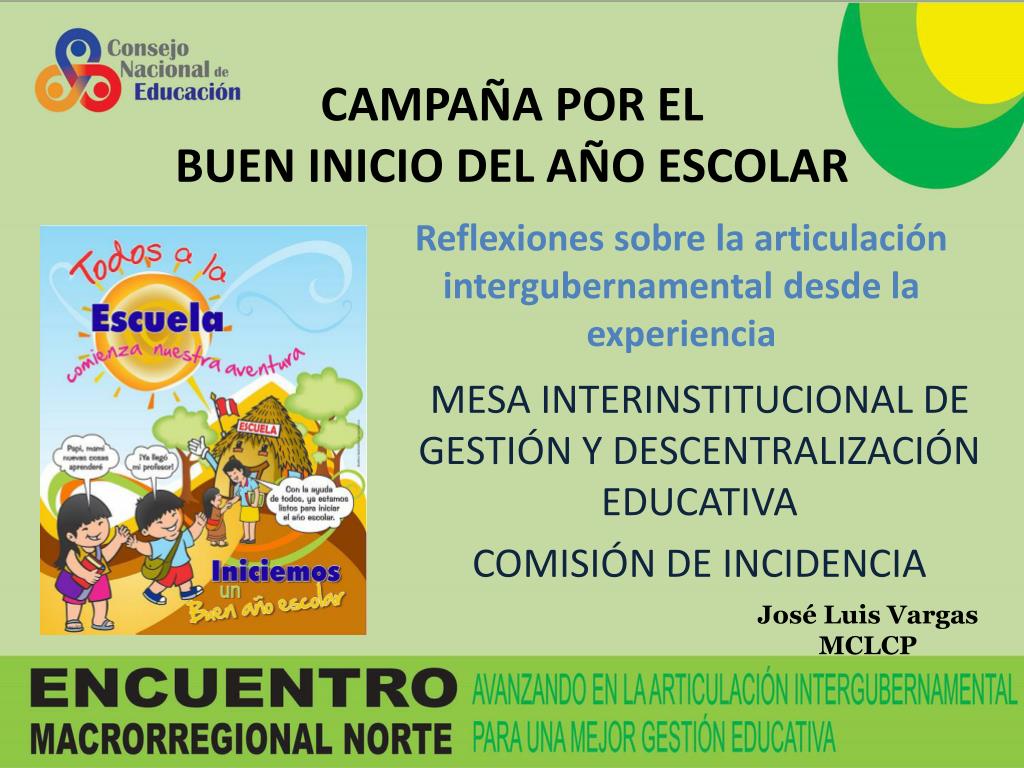 PPT - CAMPAÑA POR EL BUEN INICIO DEL AÑO ESCOLAR PowerPoint Presentation -  ID:4557044
