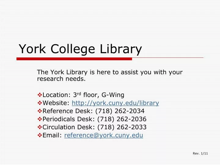 york college library n.