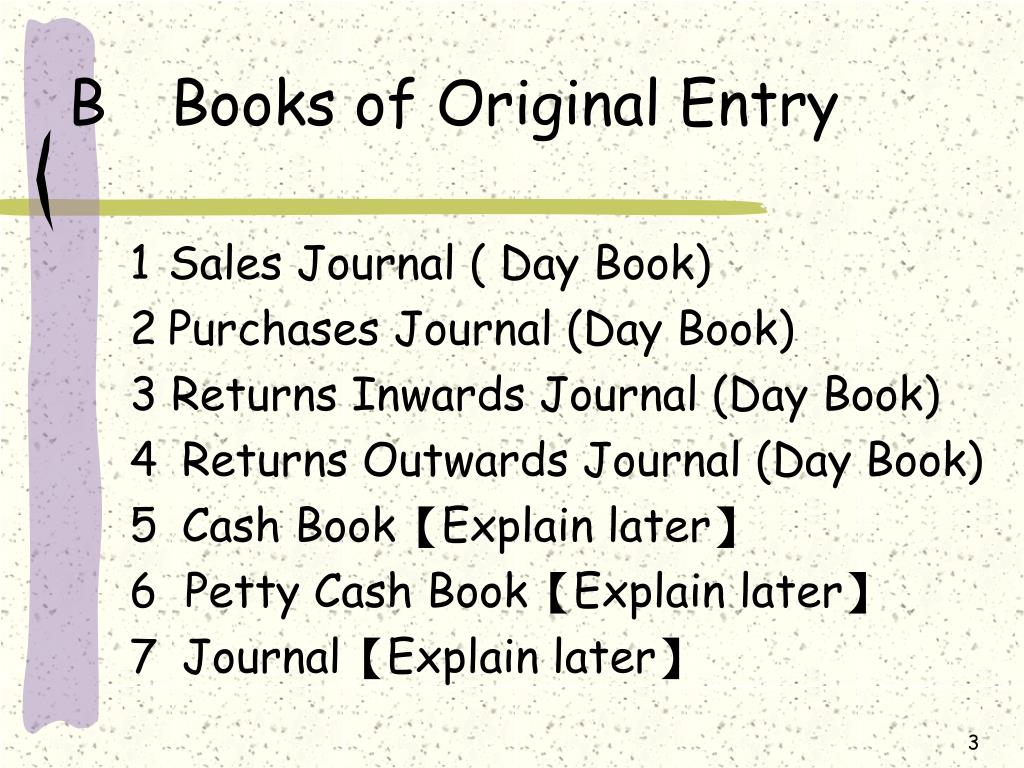 what is books of original entry
