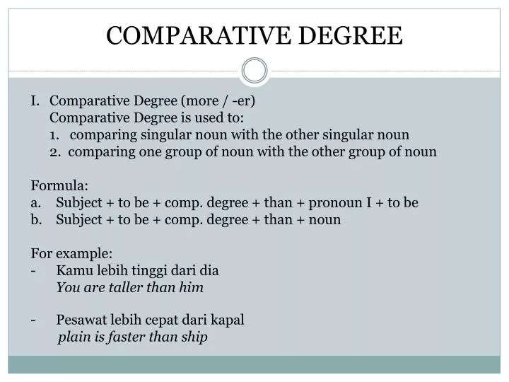 Superlative To Parative Degree Examples