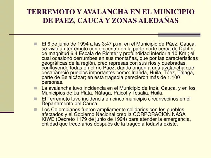 terremoto y avalancha en el municipio de paez cauca y zonas aleda as n.