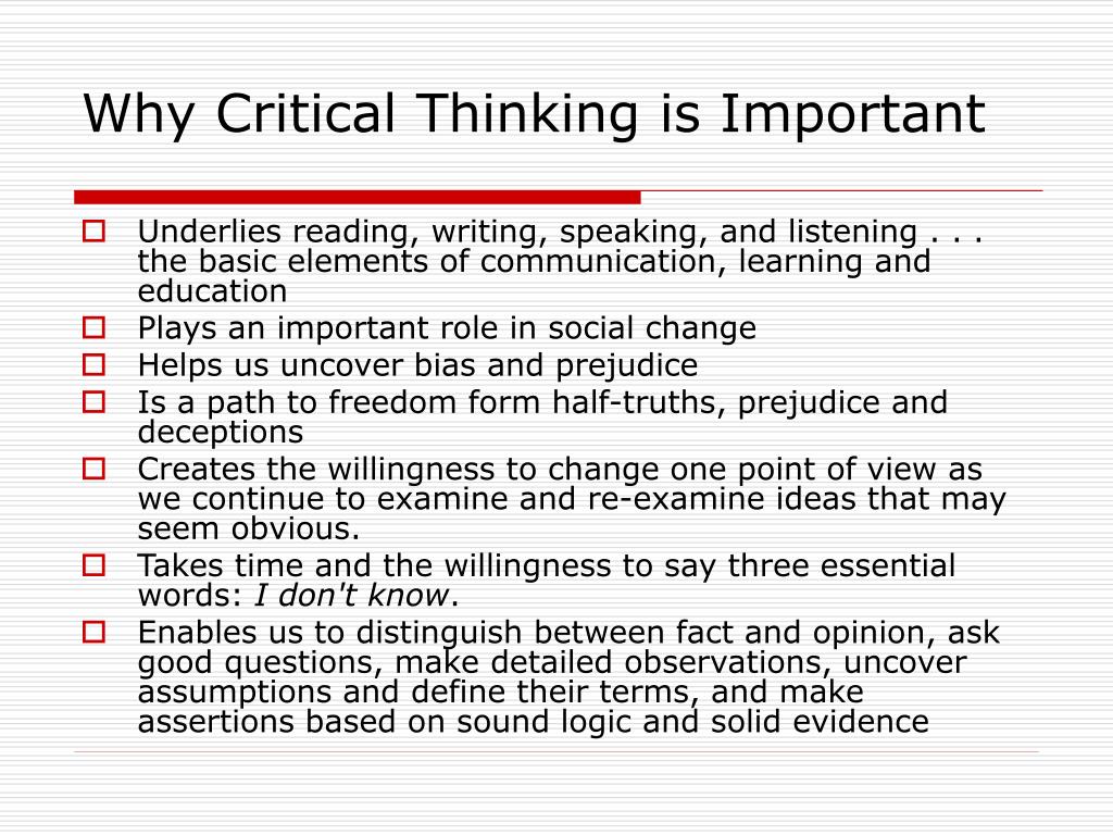 impact of critical thinking in education
