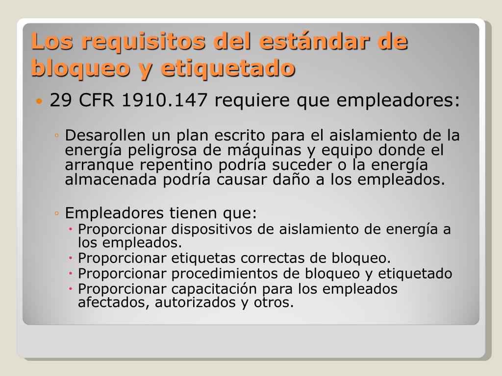 Ppt aislamiento de la energ a peligrosa 29 cfr 1910 147 powerpoint