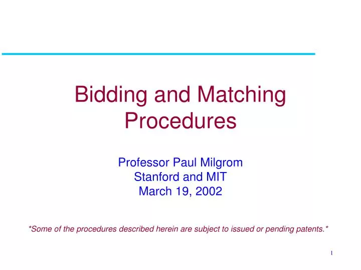 bidding and matching procedures n.