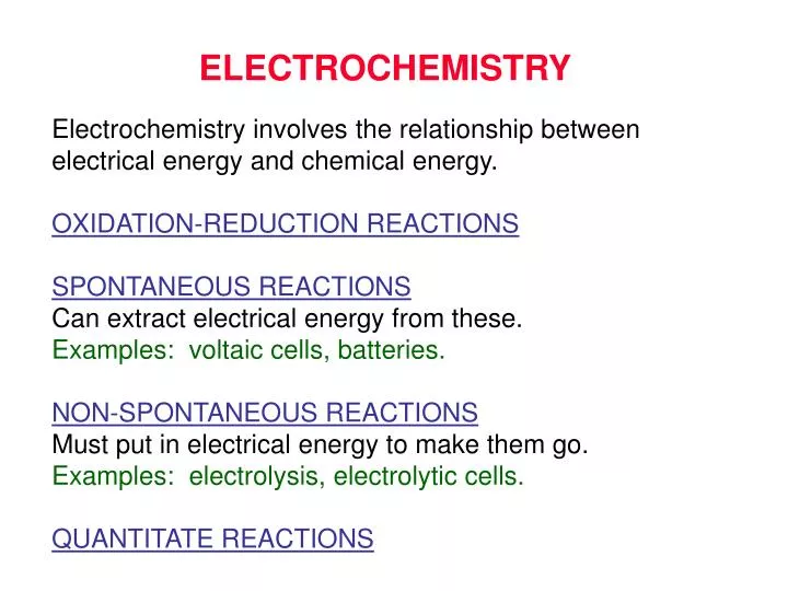 PPT ELECTROCHEMISTRY PowerPoint Presentation, free download ID4566188