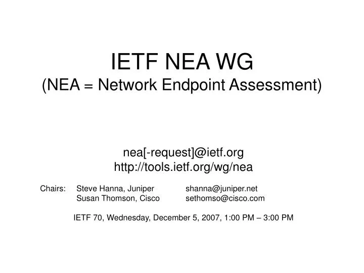 ietf nea wg nea network endpoint assessment n.