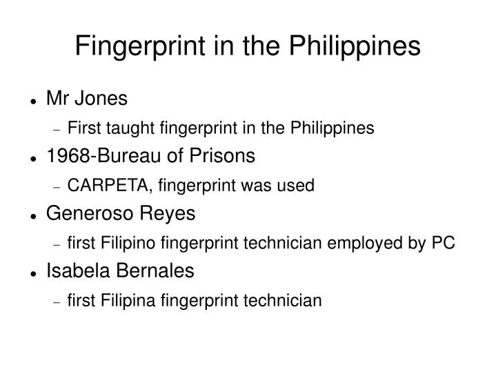 fingerprint in the philippines n.