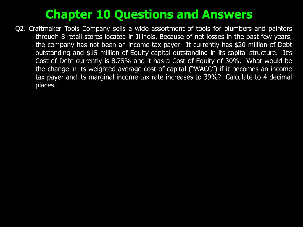 Ppt Chapter 10 Questions And Answers Powerpoint Presentation