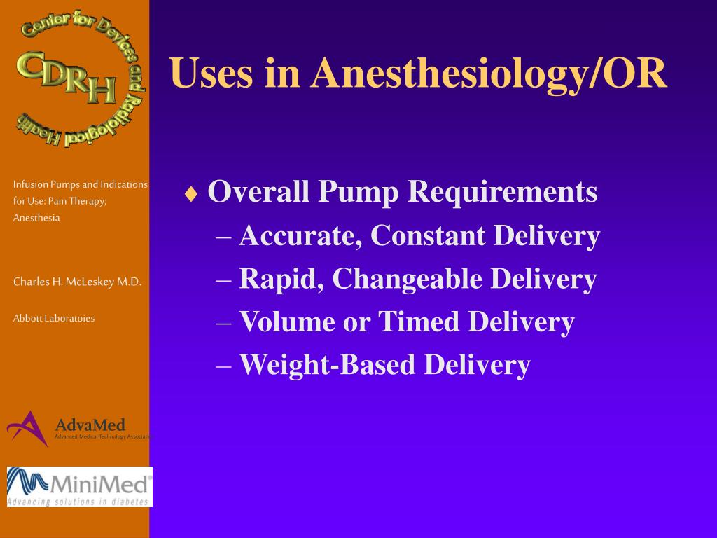PPT Infusion Pumps and Indications for Use Pain Therapy; Anesthesia