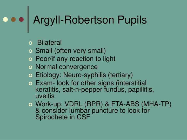 argyll robertson pupil light near dissociation