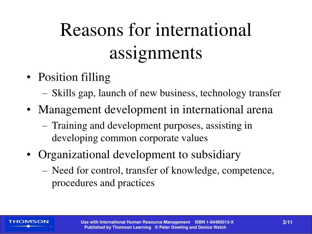 reason for international assignment