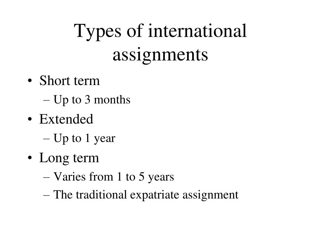 types of international assignments in ihrm