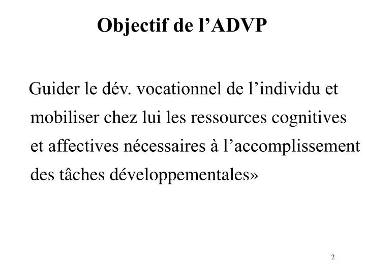 PPT - Modèle de L’ADVP (Activation du développement vocationnel et ...
