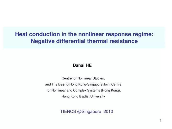 PPT Heat conduction in the response regime Negative