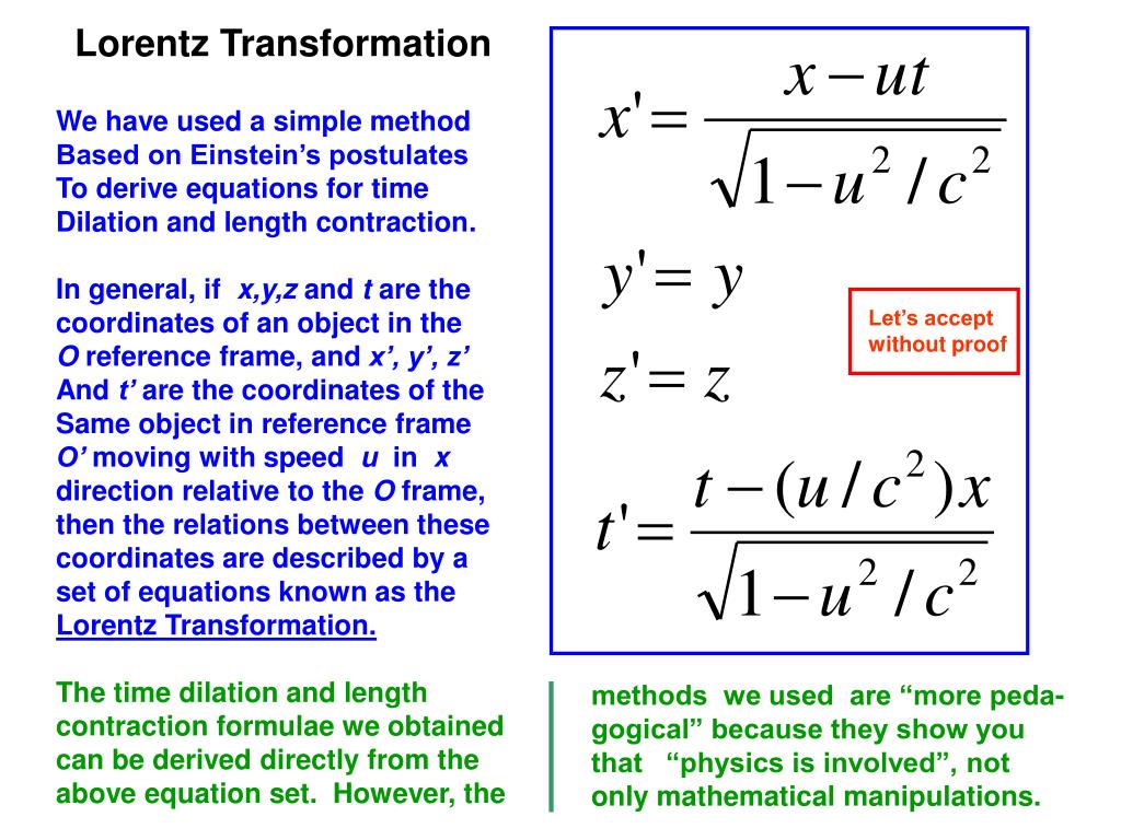 Simple method. Transformation equations. Уравнения преобразования Лоренца. Lorentz Velocity addition. Запишите формулу Лорентц-Лоренца.