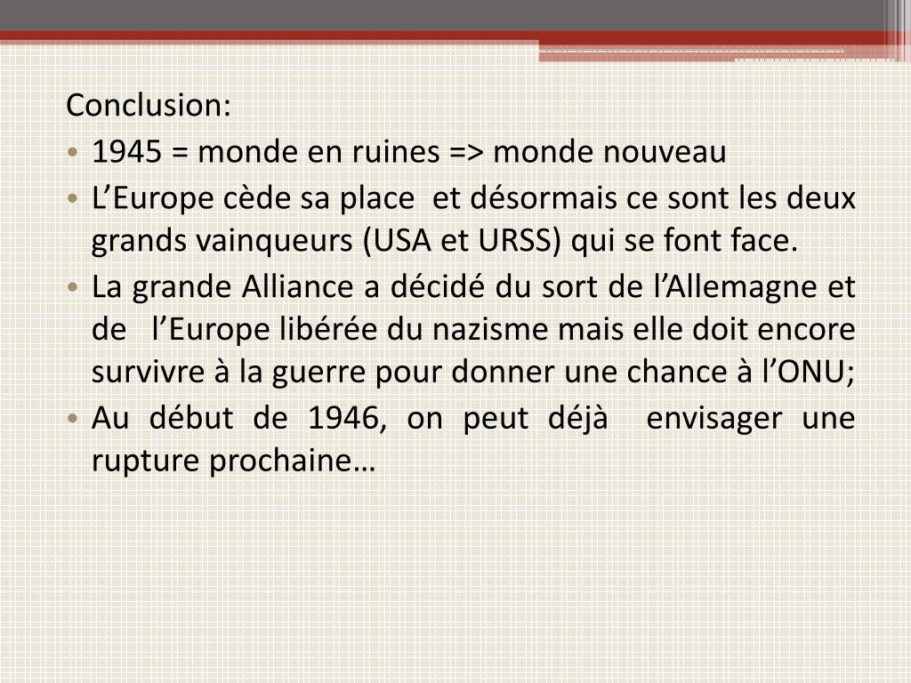 PPT  Bilan de la seconde Guerre Mondiale PowerPoint Presentation, free