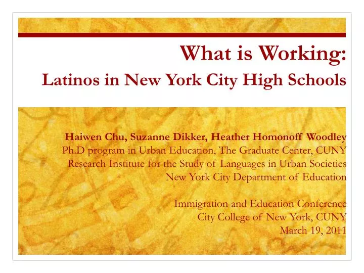 what is working latinos in new york city high schools n.