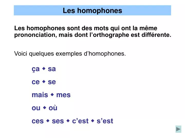 PPT  Les homophones PowerPoint Presentation  ID4582149