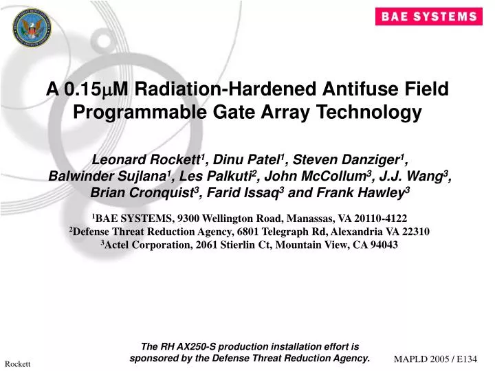 PPT - A 0.15 M Radiation-Hardened Antifuse Field Programmable Gate ...
