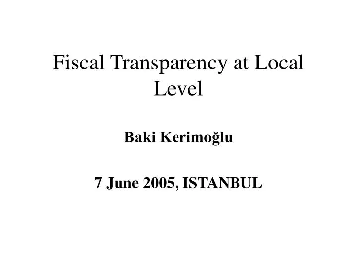fiscal transparency at local level n.