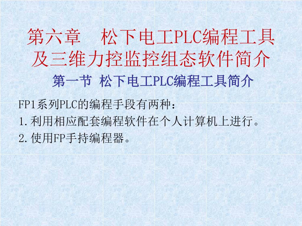 Ppt 第六章松下电工plc 编程工具及三维力控监控组态软件简介powerpoint Presentation Id Ppt 第六章松下电工plc 编程工具及三维力控监控组态软件简介powerpoint Presentation Id