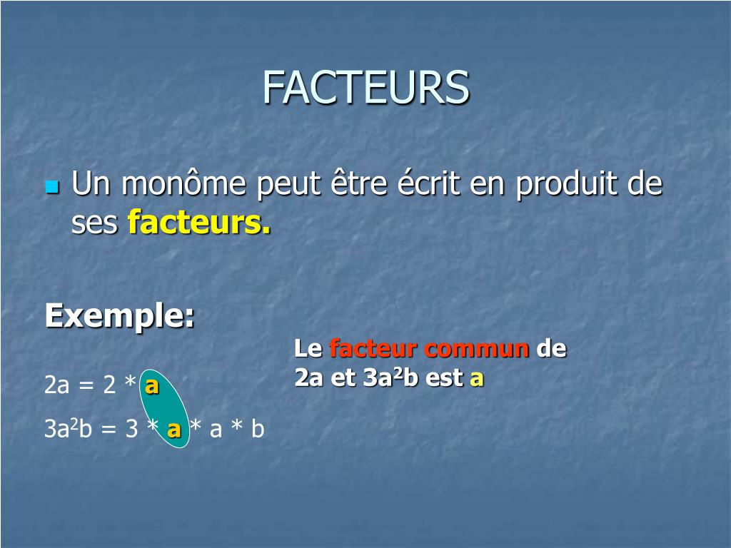 PPT - Les facteurs et la décomposition en facteurs PowerPoint ...