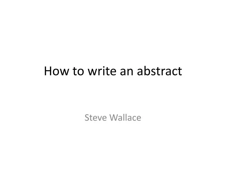 how to write an abstract n.