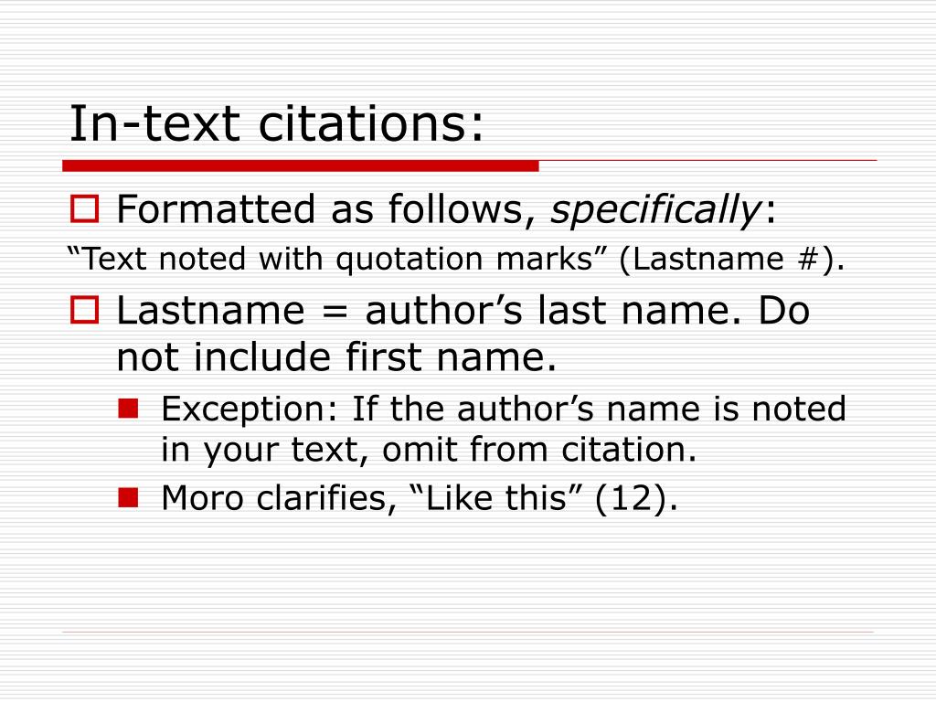 In Text Citations And Works Cited Page   In Text Citations L 