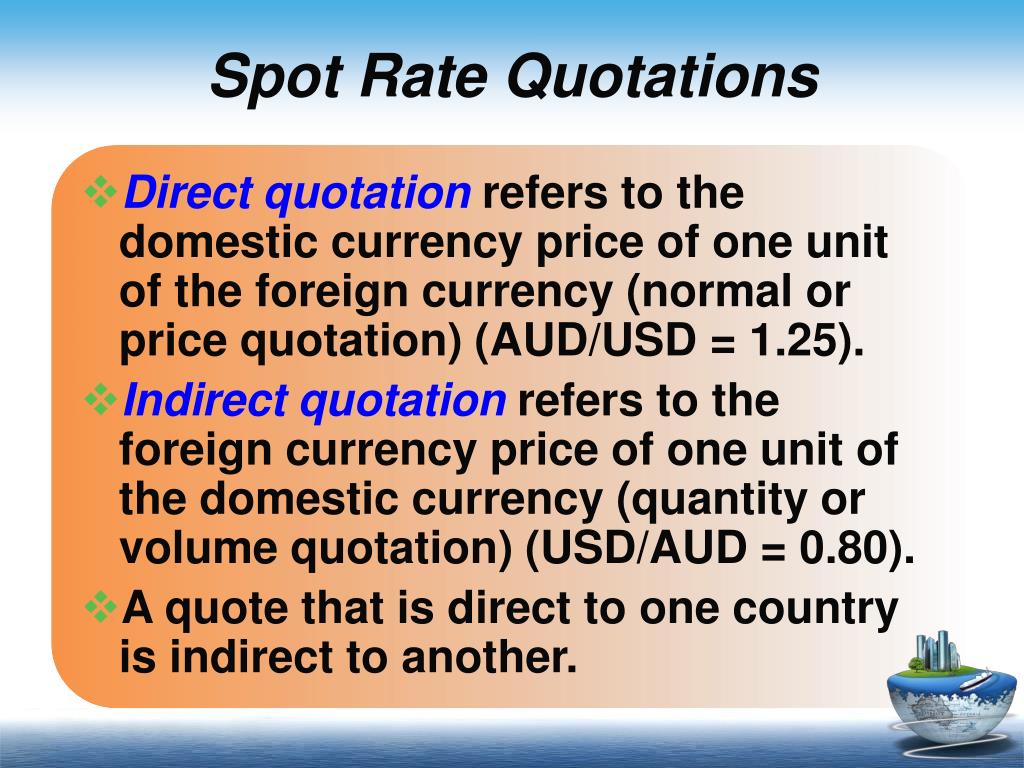 Spot Rate Quotations.