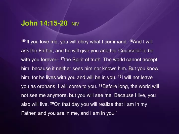 PPT - John 14:15-20 NIV PowerPoint Presentation, free download - ID:4588838