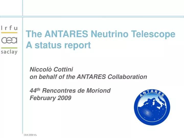 the antares neutrino telescope a status report n.