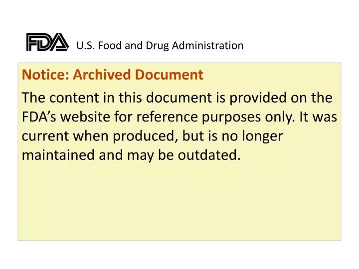 PPT - U.S. Food And Drug Administration PowerPoint Presentation, Free ...