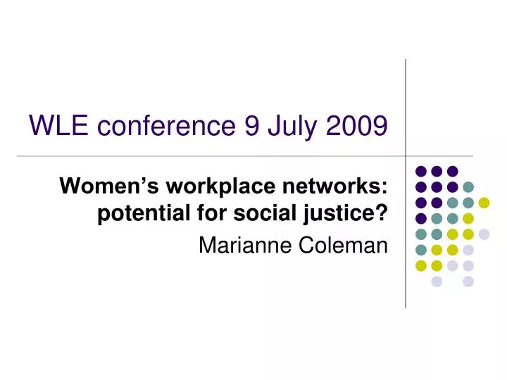 wle conference 9 july 2009 n.