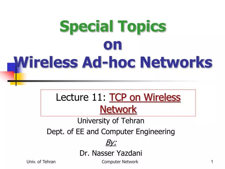 special topics on wireless ad hoc networks n.