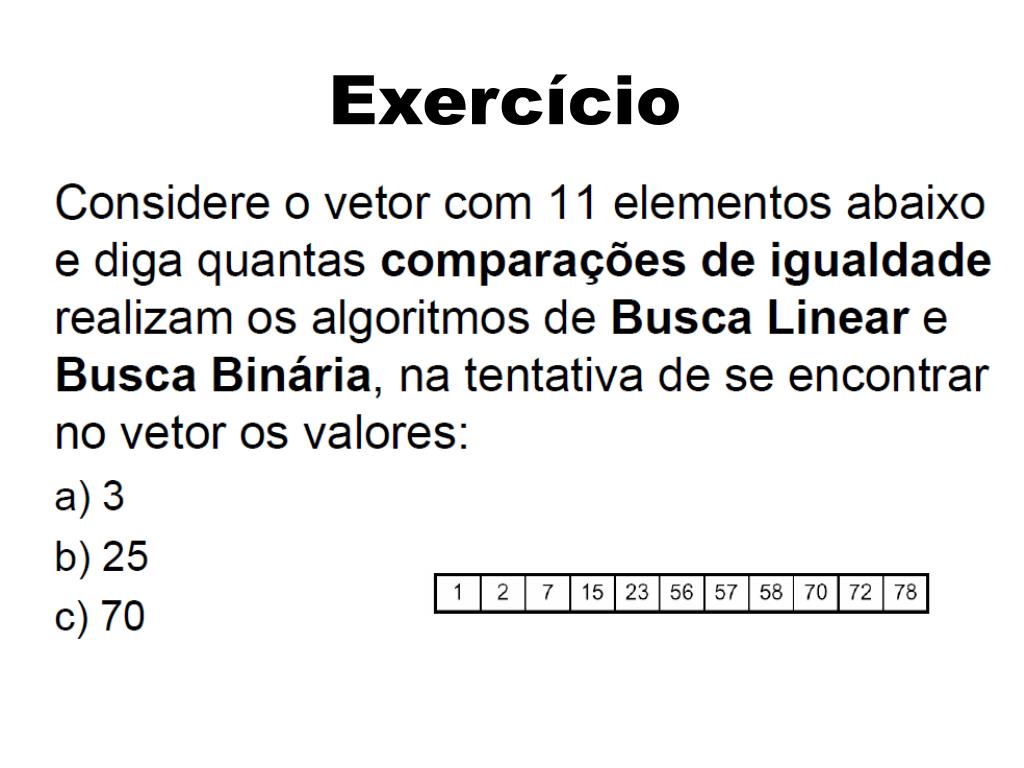 Complexidade dos algoritmos de busca linear e binária 