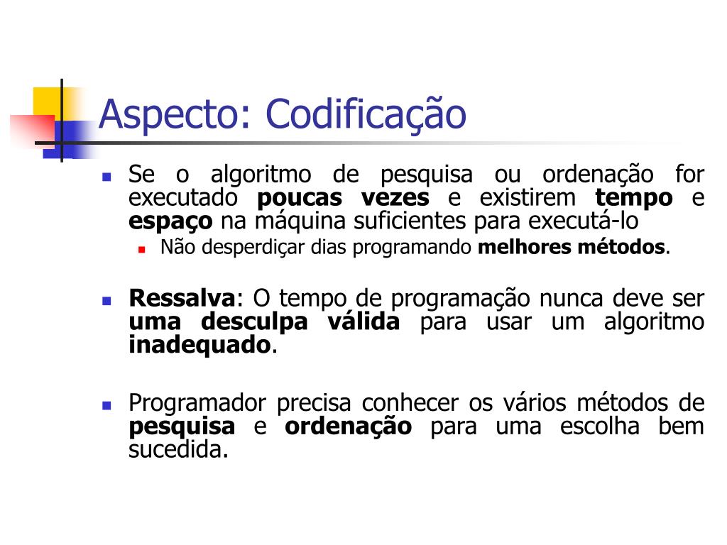 PPT - Complexidade de algoritmos e Classificação (Ordenação) de