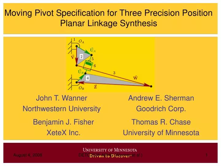 PPT - Moving Pivot Specification for Three Precision Position Planar ...