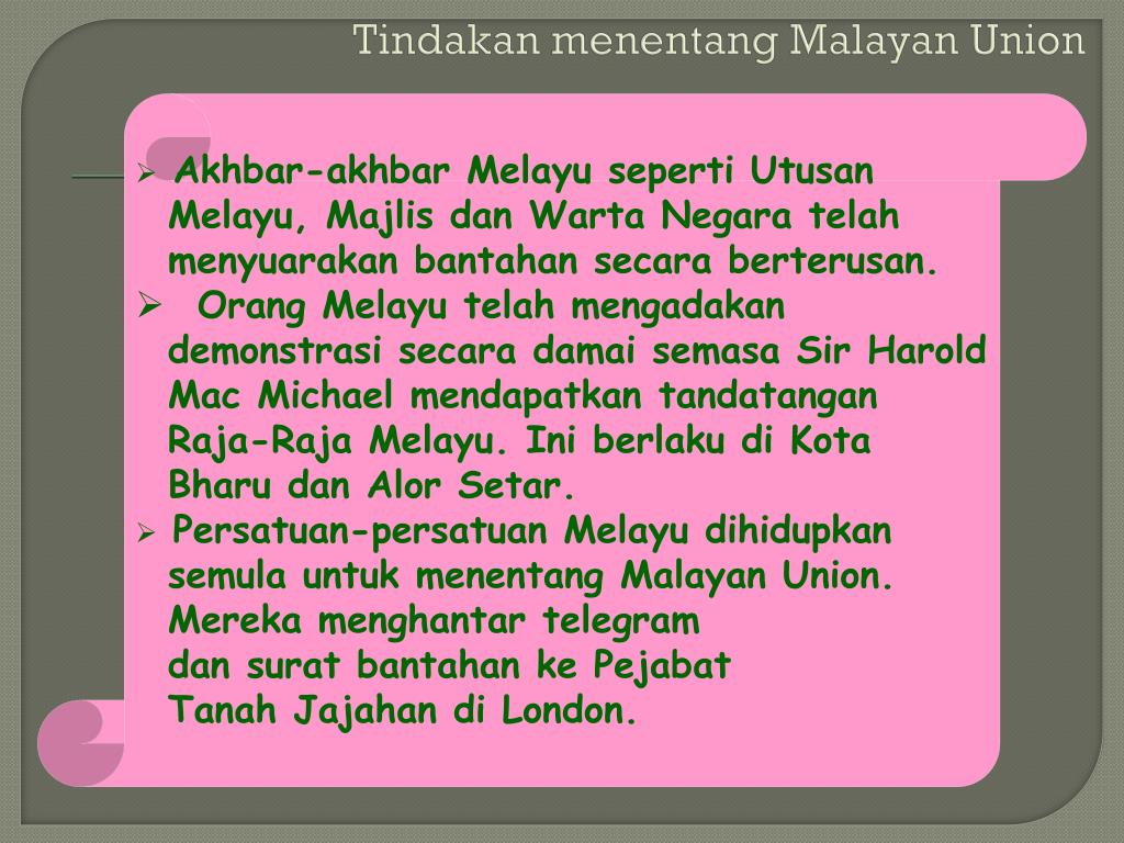 Tandatangan wakil british malayan union Pengajian Malaysia: