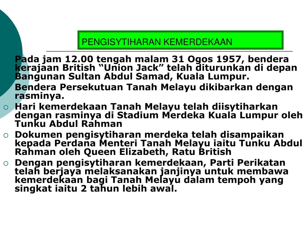 PPT - KEMERDEKAAN TANAH MELAYU PowerPoint Presentation, free 