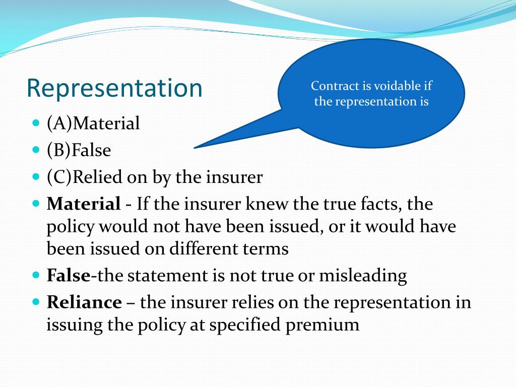 representation definition in insurance