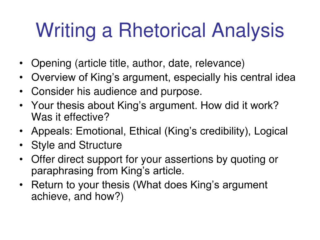 what to write rhetorical analysis on