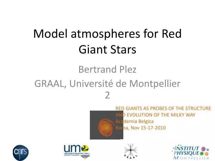model atmospheres for red giant stars n.